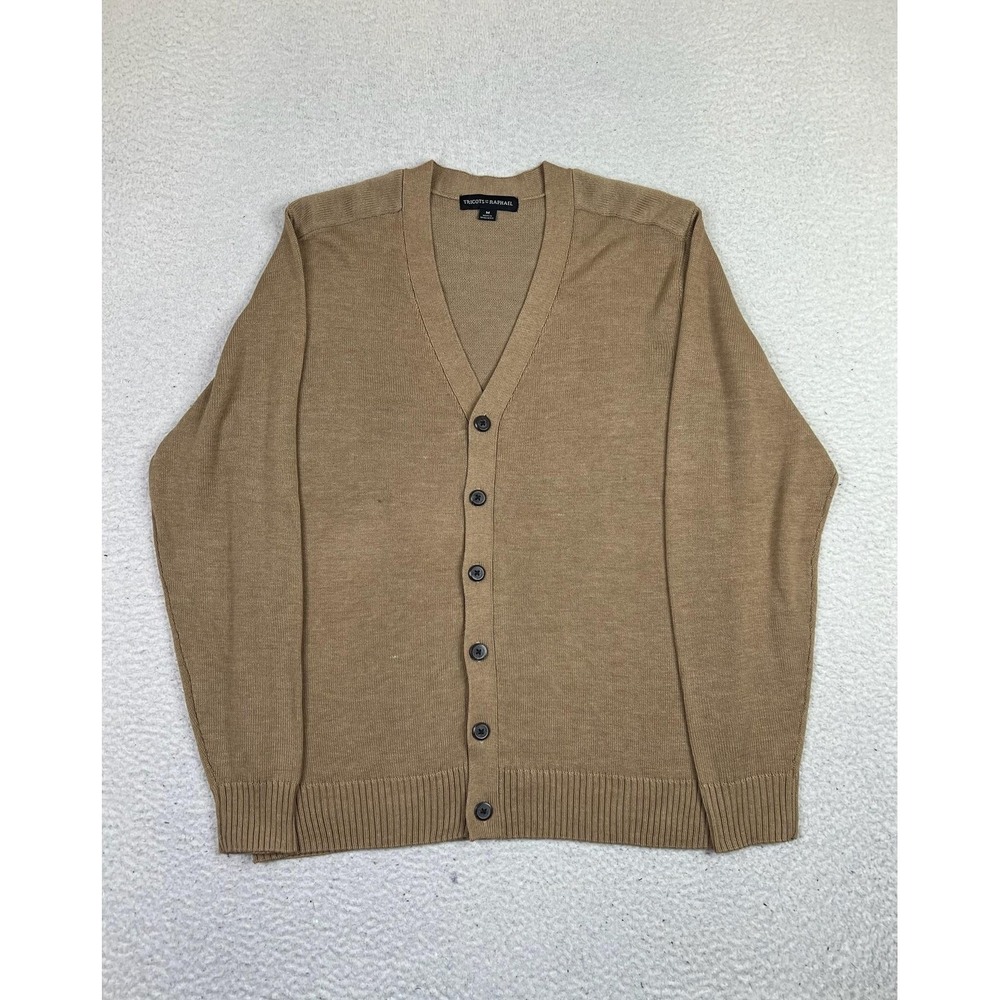 Tricots St. Raphael Sweater Mens Medium Brown V Neck Button‎ Cardigan Knit Soft